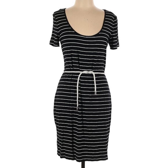 NWOT Calvin Klein Black Stripe Rope Belt Nautical Dress - Picture 4 of 11